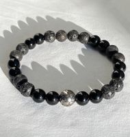 Männer Armband Lavastein Achat Fussball Edelstahl auf Mass