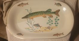 Service à poisson vintage - 1 plat, 6 assiettes et 1 bol