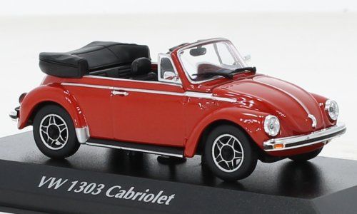 Volkswagen Käfer Cabrio Modellauto – Rot, 1/43 Maßstab, Ca. 10 Cm Lang | Metall- Und Kunststoff-Modell