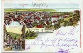 LITHO Souvenir de Bienne RUE DE NIDAU