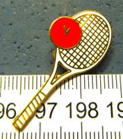 TENNIS-RACKET GOLDIG ENAMEL SCHMUCK-ANSTECKNADEL