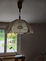 Deckenlampe Blumenmuster Glas Metall goldfarben gebraucht