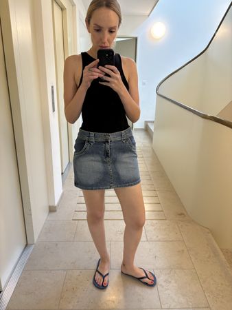 Denim skirt blue size 40 used