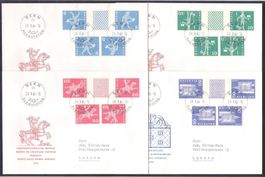 1960, K45-48 + S63-66 auf 4 illustr. FDC, deutsch (13657)