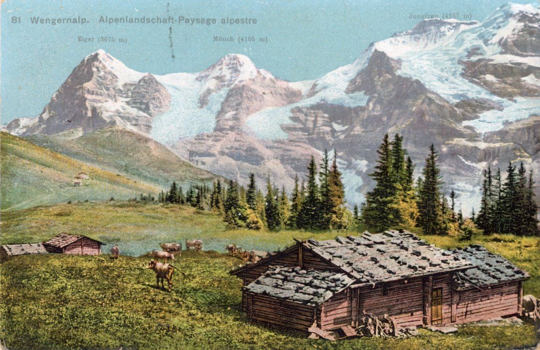 Cartoline postali: Wengernalp   VS   -    Alpenlandschaft – Usato da Brig venduto da Valcards54