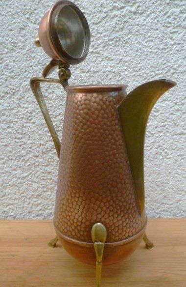 Teekannen: Antike Kaffeekanne Kupfer Messing mit Deckel – Gebraucht aus Effretikon von Heimstudio