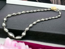 Geschenkidee Vintage Glas Couleur argent Halskette