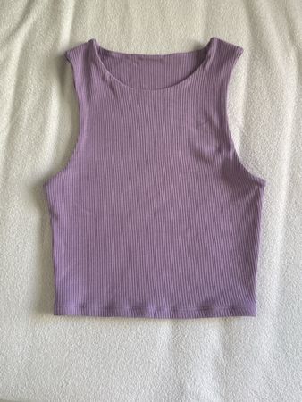 Lilac Ribbed Cropped Tank Top Summer Essential - Size M - EU