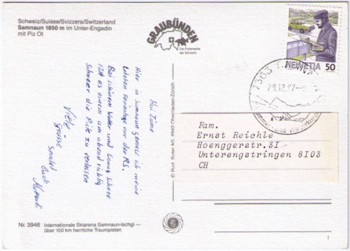 Cartoline postali: Samnaun – Usato da Binningen venduto da Mountainrider 1
