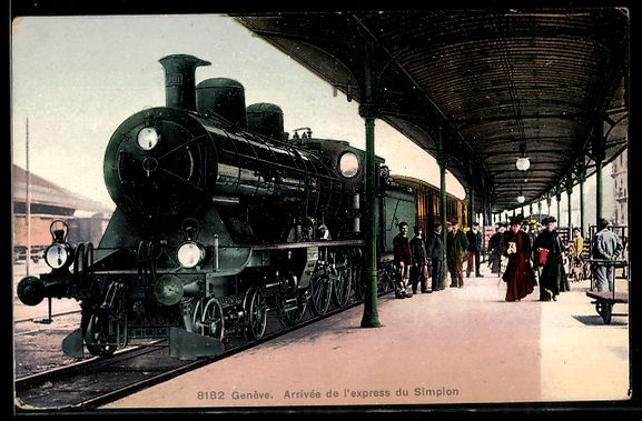 Cartoline postali: AK Genève, Arrivée de l`express du Simplon - Bahnhof – Usato da Berlin venduto da bartko-reher