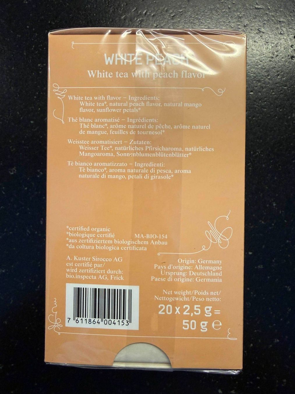Cibi & Specialità: Sirocco Bio-Tee White Peach, 20 Beutel – Nuovo e nell'imballaggio originale da Zürich venduto da 51MON3 3