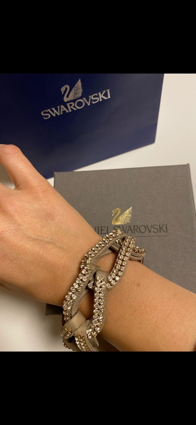 Swarovski Armbänder & -reifen: Daniel Swarovski Bracciale in pelle con cristalli – Neu (gemäss Beschreibung) aus Mendrisio von SGR85 5