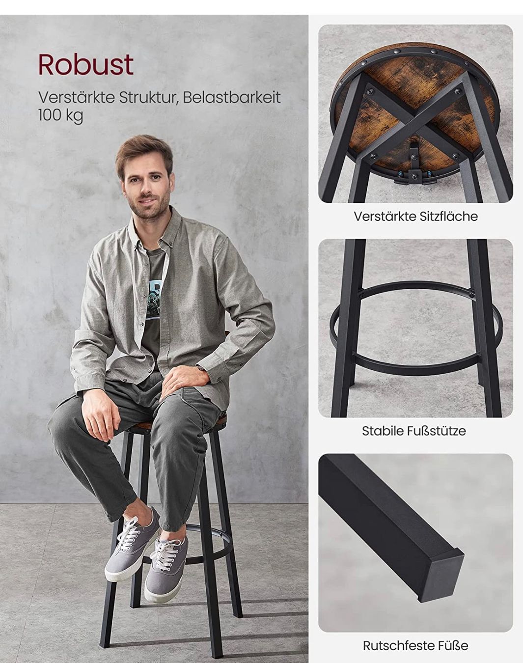 Sgabelli: + VASAGLE Barhocker, 2er Set, Barstühle, Küchenstühle – Nuovo e nell'imballaggio originale da Amriswil venduto da JaJa-Express 4