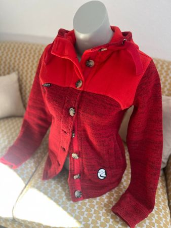 MALOJA Damen Strick-/Fleecejacke mit Kapuze – Rot – Grösse S