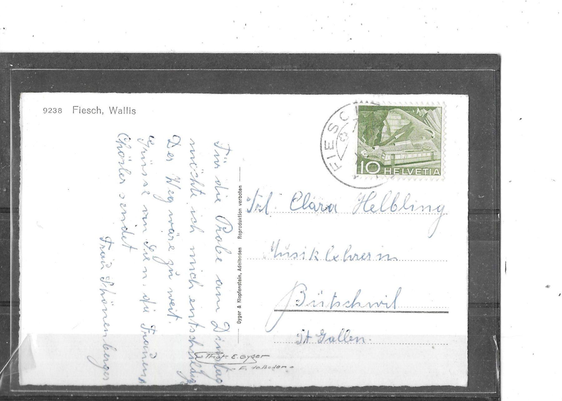 Cartoline postali: VS Fiesch – Usato da Schocherswil venduto da Wilare 1