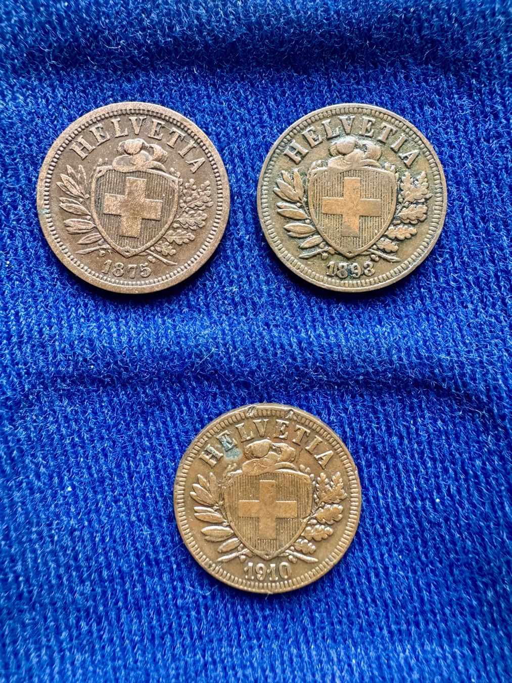 Tutti le monete: 2 Rappen Lot 1875 1893 1910 – Usato da Waldstatt venduto da Mucu