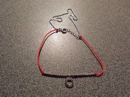 Armband rot/silberfarbige Perlen