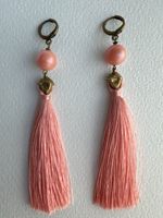 Ohrringe mit Seiden Quasten Apricot/Altgold Farben