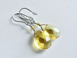 Ohrringe Silber 925 mit gelbem Glas