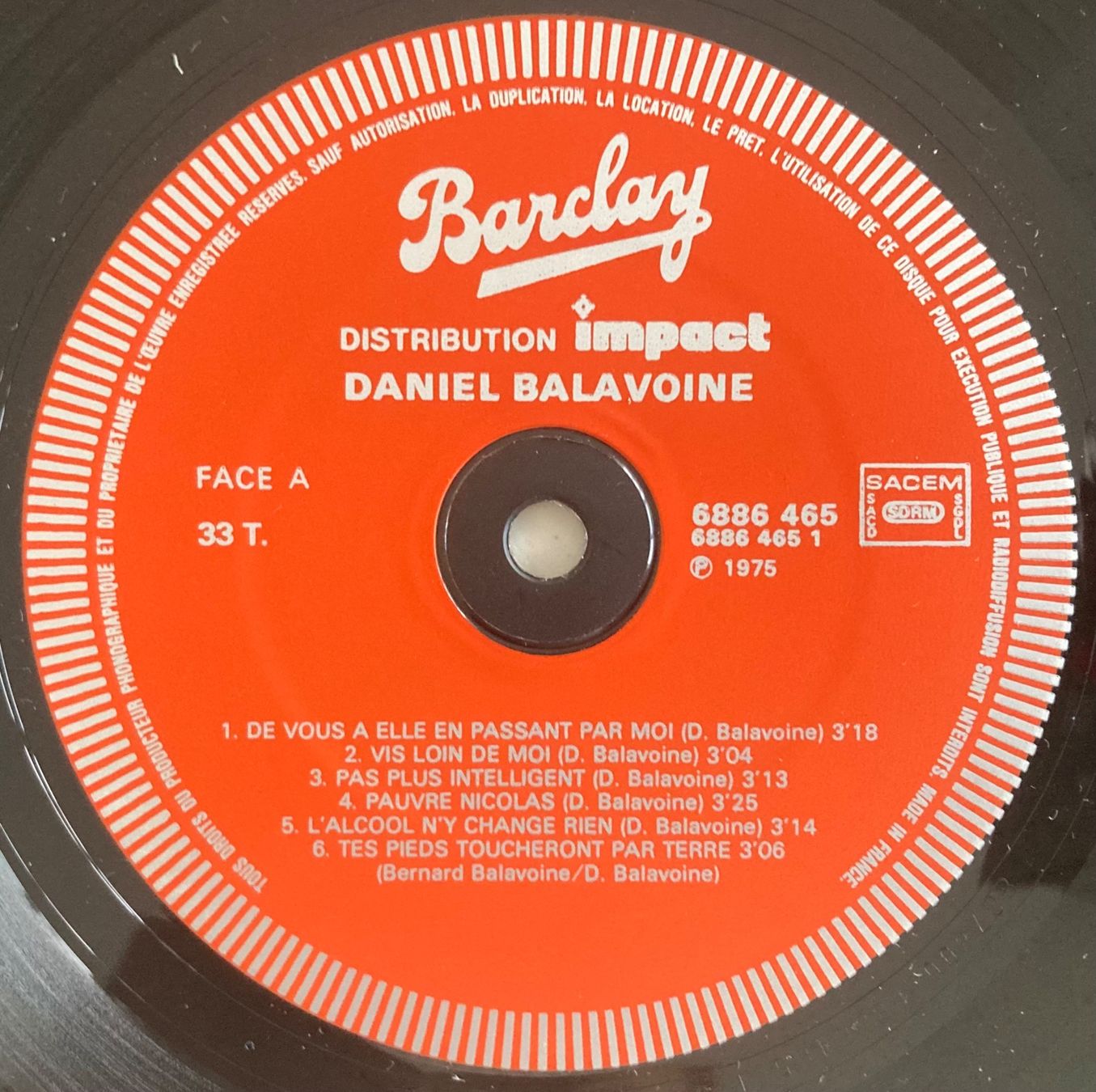 Vinyles: DANIEL BALAVOINE - DE VOUS À ELLE EN PASSANT PAR MOI – D'occasion à Poliez-Pittet par Newtown-Records 3