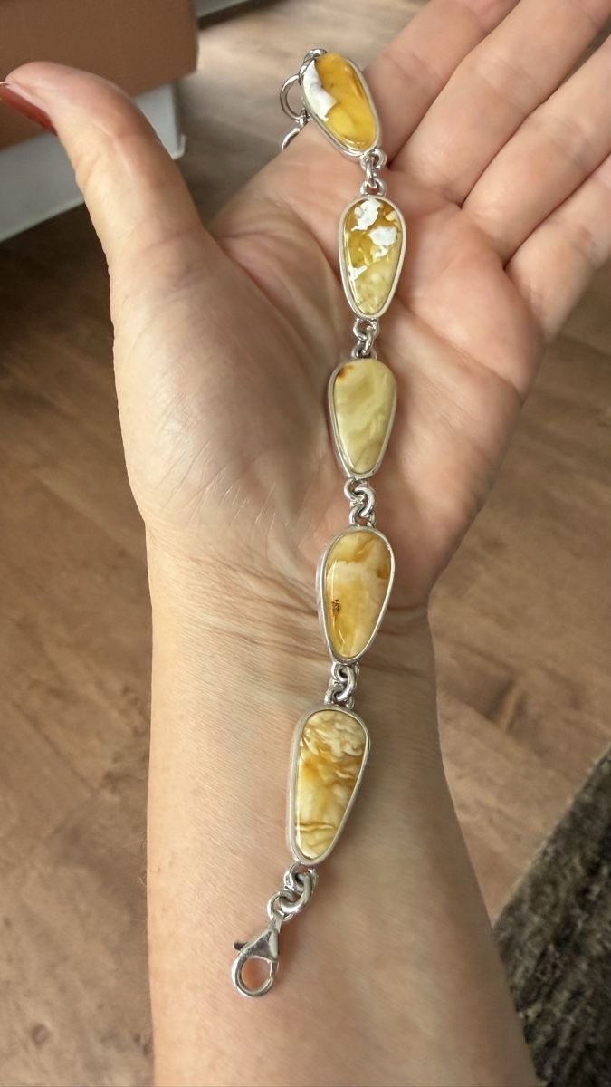 Bracciali & Braccialetti: Fantastisches helles Bernstein Armband in Silber – Nuovo e nell'imballaggio originale da Ebikon venduto da elischka 1