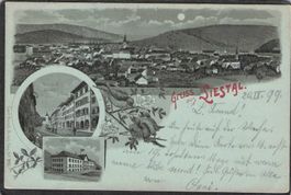 #Mondschein Lithografie Liestal , gel. 1899