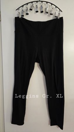 Schwarze Stoff Leggins XL