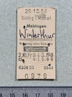 SBB Billett Meiringen Winterthur, via Luzern Zürich, 1984