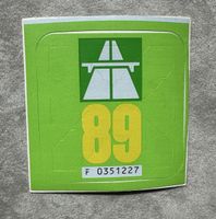 Original Schweizer Autobahnvignette 1989 mit Trägerpapier