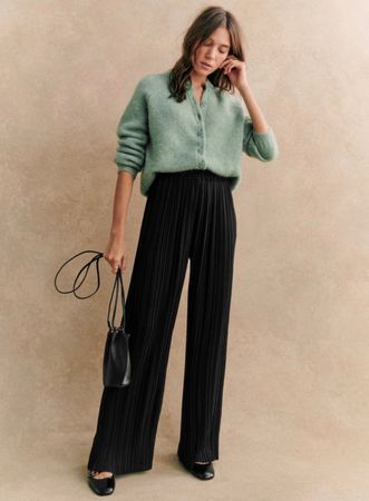 Sezane Damen Plisseehose "Jimmy" weit schwarz Gr. 36