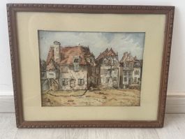 Tableau aquarelle – Vieilles maisons d'époque
