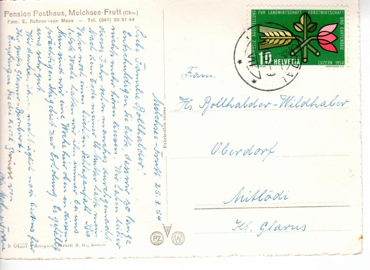 Cartoline postali: Skigebiet Melchsee Frutt 1954 – Usato da Wolhusen venduto da Curver9 1