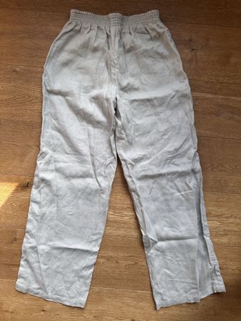 Miaki - Leinenhose, lang, beige/grau, Gr. 36, wie neu