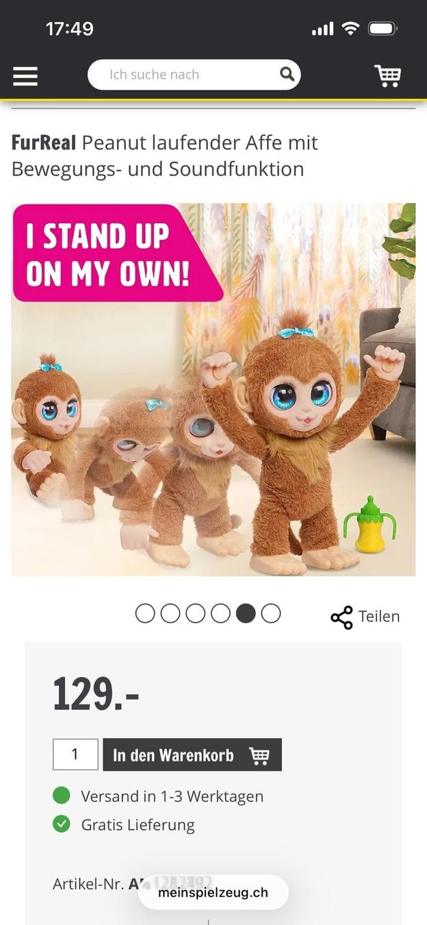 Puppen: FurReal Peanut laufender Affe mit Soundfunktion – Gebraucht aus Trimbach von Elcid163 3