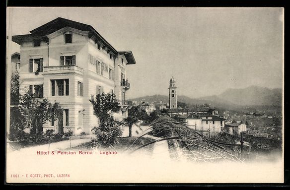 Cartoline postali: AK Lugano, Hotel, Pension Berna – Usato da Berlin venduto da bartko-reher