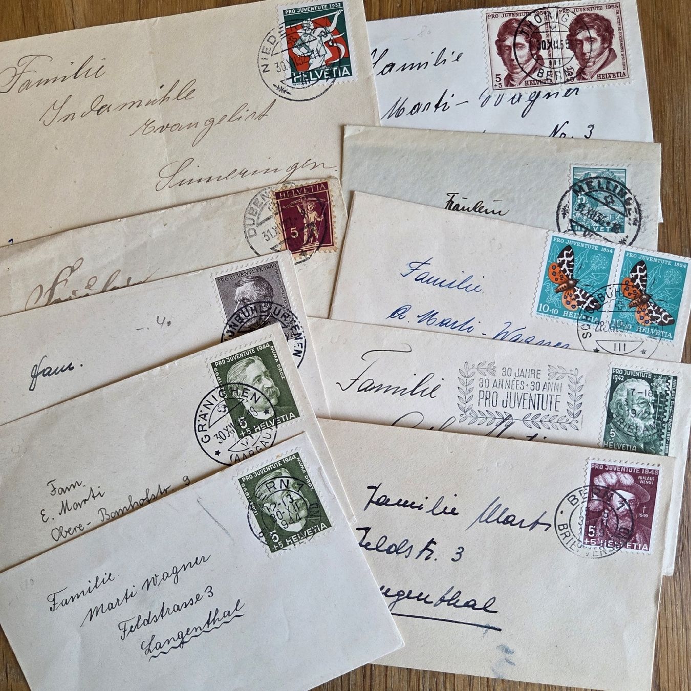 Alle Briefmarken: 10 Antike kleine Glückwunsch Briefcouvert.. – Gebraucht aus Stans von Ducati16 2