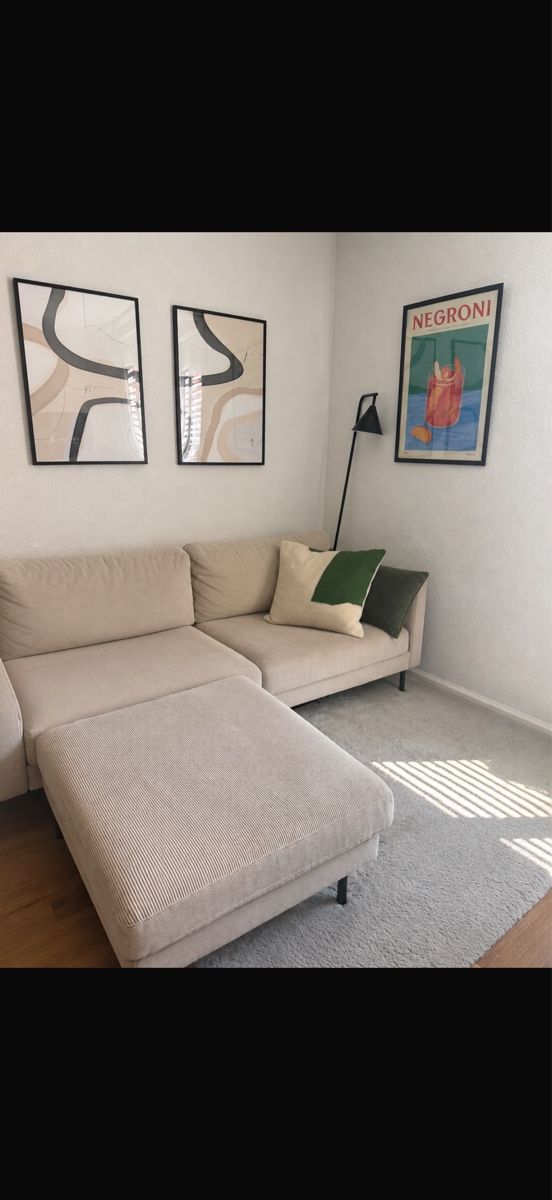 Sofas: Sofa with Ottoman Beige Fabric Used Condition – Gebraucht aus Zurich von fue_q26l