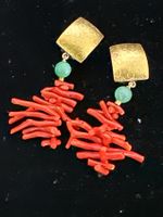 Silber Ohrclips mit Chrysopras und Korallen