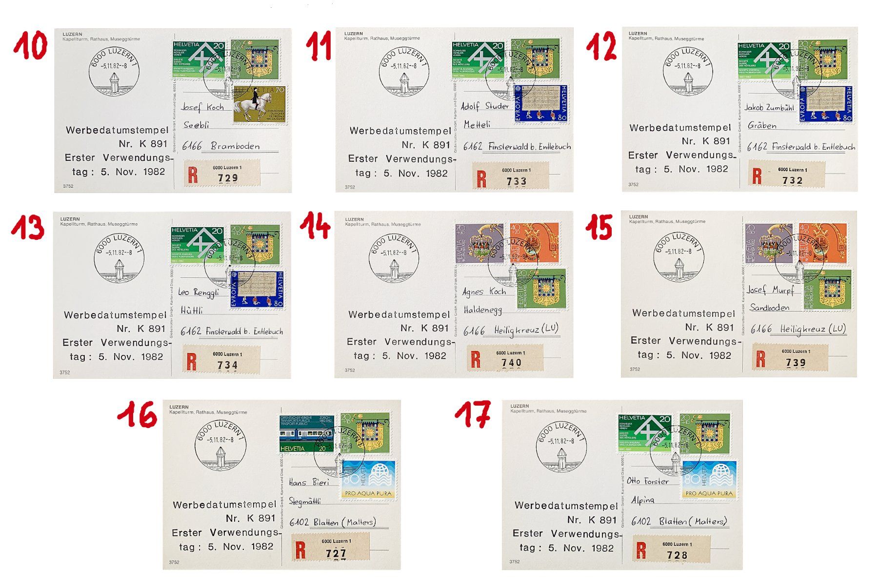 Cartoline postali: Luzern 1 Hauptpost Ersttag Werbedatumstempel Wasserturm – Nuovo (secondo la descrizione) da Bern venduto da AWiBe 2