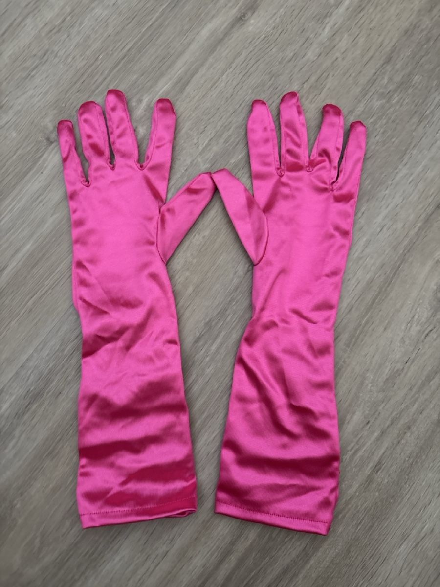 Handschuhe & Handstulpen: Gants longs satinés rose avec fronces taille unique – Neu (gemäss Beschreibung) aus Delémont von Ma_LoU.01 1