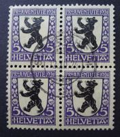PJ 1924 Viererblock J29 gestempelt SCHLEITHEIM SH