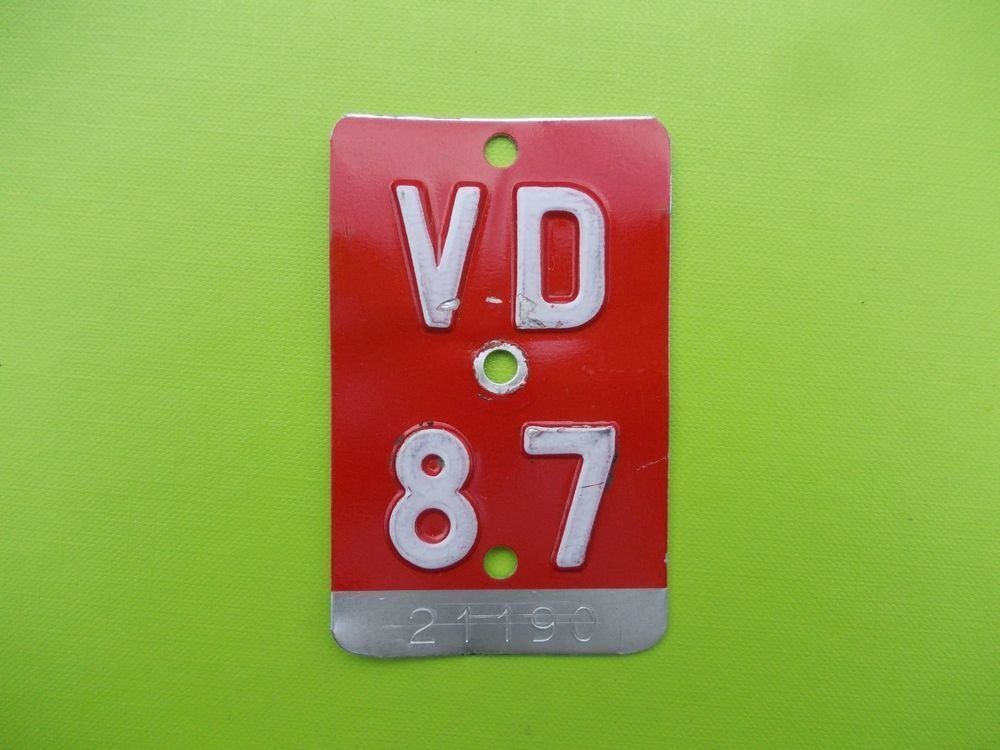 Insegne: Velonummer / Fahrradnummer VD 87 – Usato da Gsteigwiler venduto da HORMIGA21