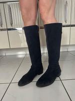 Schwarze elegante Damen Stiefel aus Wildleder Gr. 45