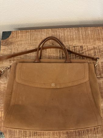 Handtasche Wildleder braun Schulterriemen Zustand Gebraucht