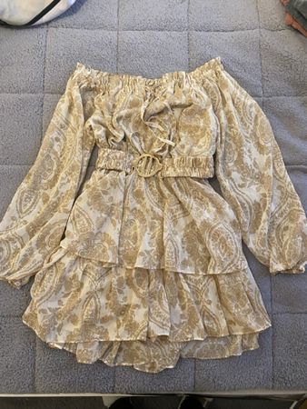 Elegantes Sommerkleid Grösse S/36 Beige Gold