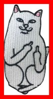 Badge Aufnäher Katze Mittelfinger Patch Fuck You Aufbügler