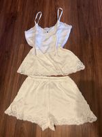Vannina Vesperinti Paris Nachthemd und Hose 100 Seide Weiss