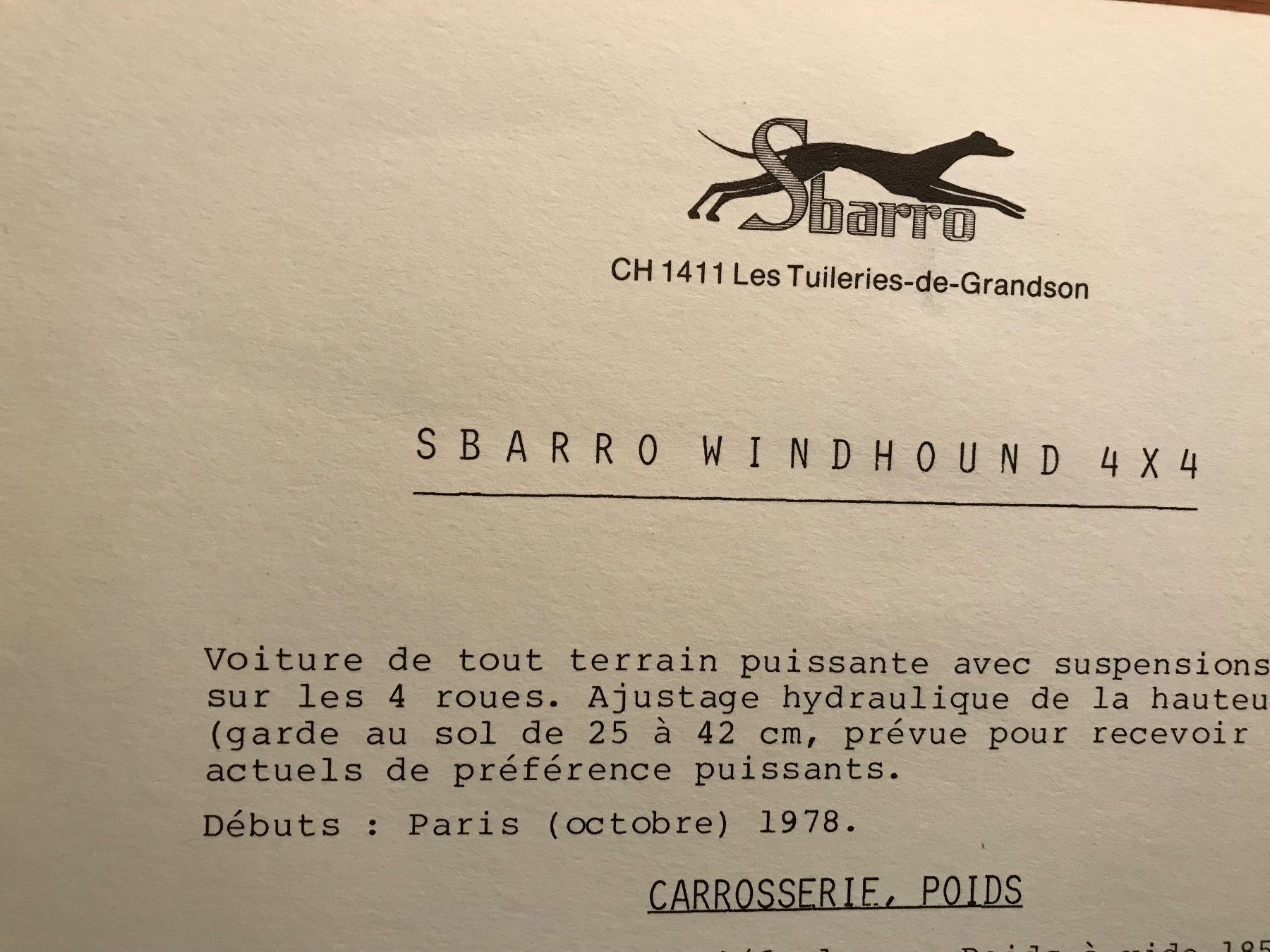 Dokumente: Sbarro Prospekt – Gebraucht aus Balterswil von Jeko1967 1