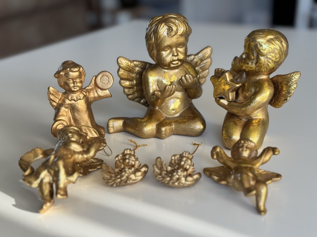 Statuette: 7 x Engelsfiguren, goldig – Usato da Stansstad venduto da ck1386