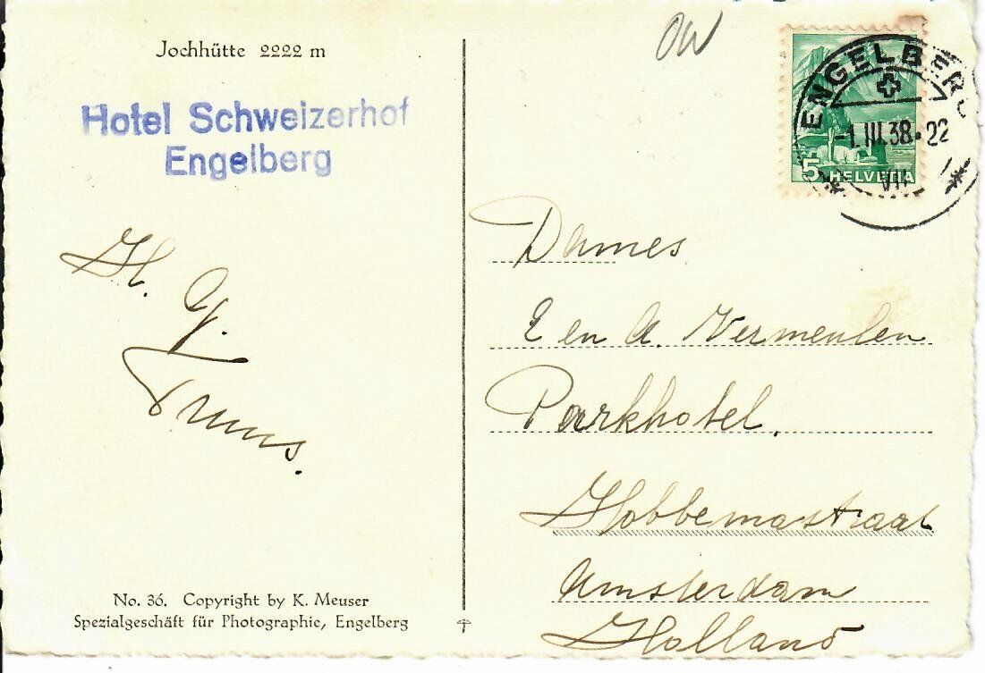 Cartes postales: Engelberg Jochhütte 1938 – D'occasion à Hochdorf par Ziegel-16 1